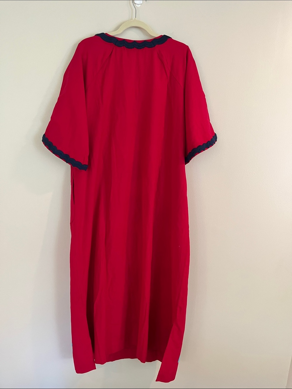 Frances Valentine embroidered charming peacock caftan deep berry navy maxi 12 - Picture 11 of 12